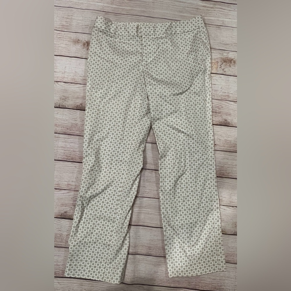 Banana Republic Ryan Fit Geometric Dress Pants Size 2 Straight Stretch Tan/white